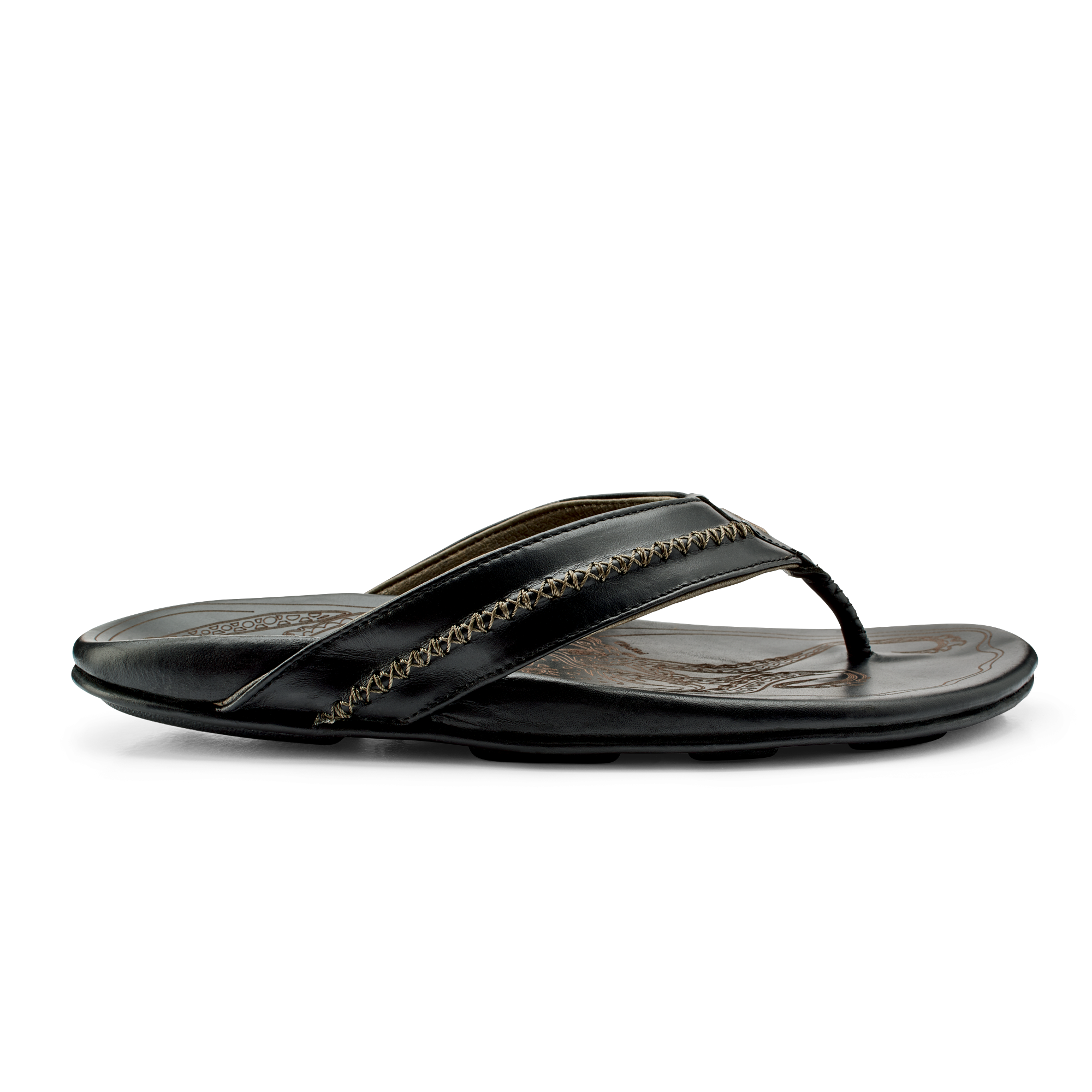 OluKai Mea Ola Black Men s Leather Beach Sandals OluKai UK