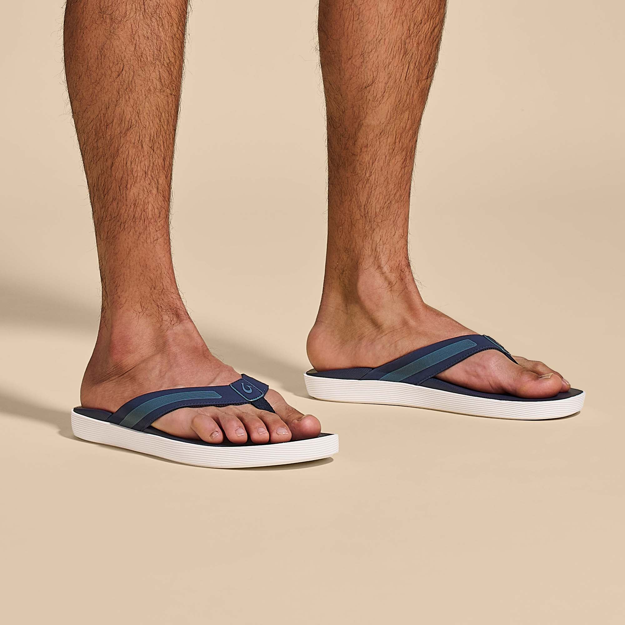 Navy flip flops mens store