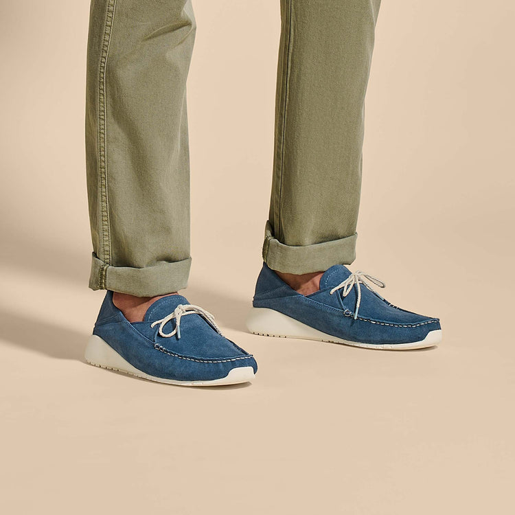 OluKai Ka\'a Driver Italian Suede‎ Loafers Channel Blue Mens Size 10.5 NEW Ka main image 4