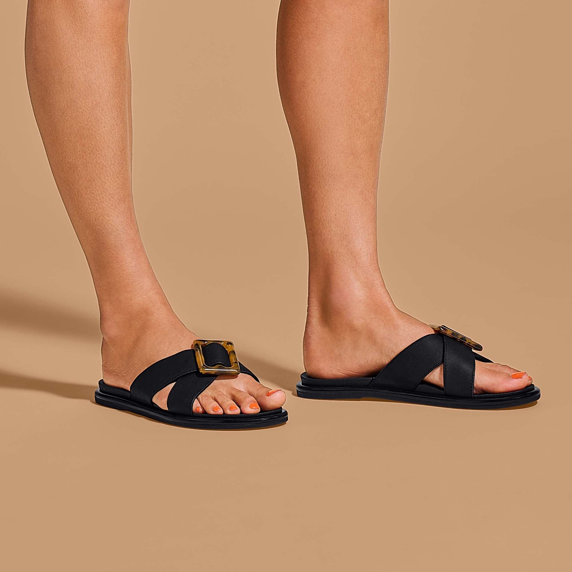 Olukai womens black sandals discount