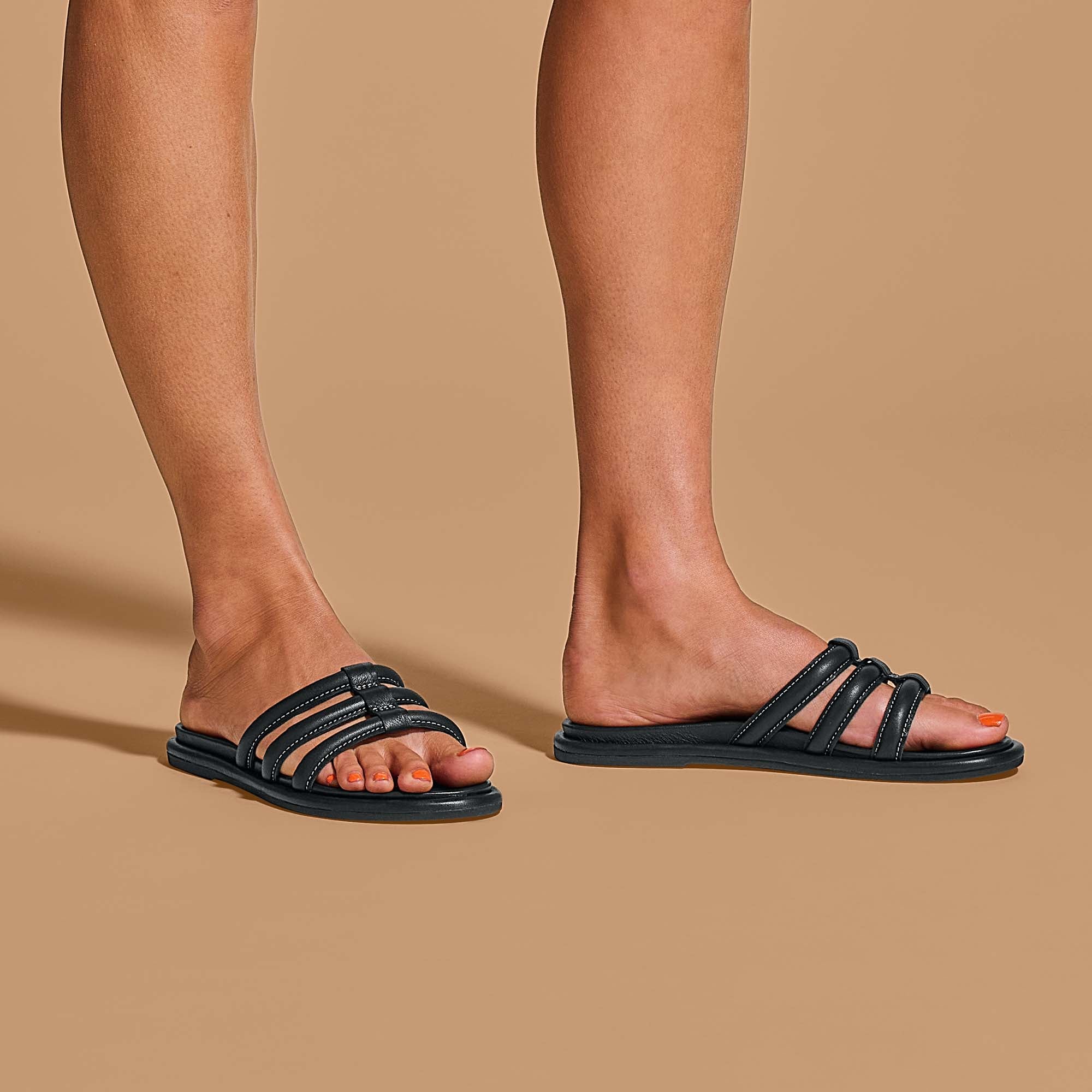 Tiare Slide Women s Leather Slide Sandals Black OluKai OluKai UK