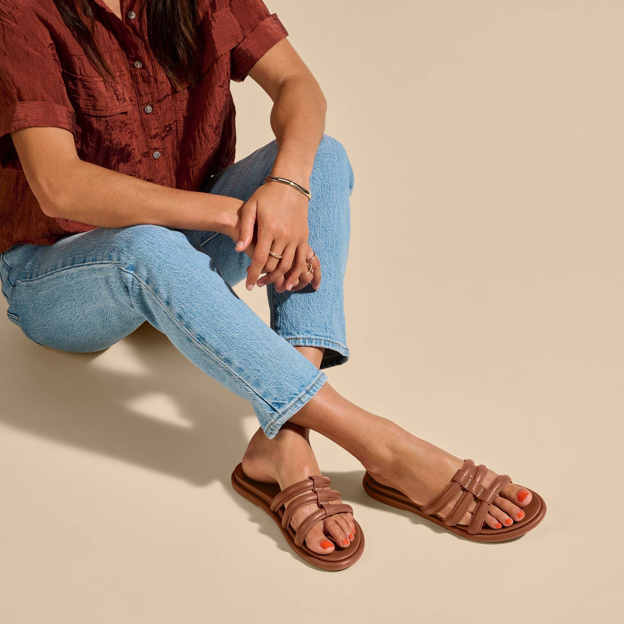 Tiare Slide Women s Leather Slide Sandals Fox OluKai OluKai UK